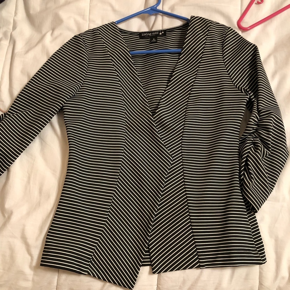 Black/white striped blazer